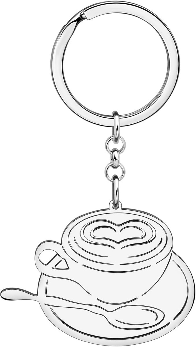 Sleutelhanger Rvs Koffie Mok Sieraden Geschenken Voor Vrouwen Meisjes Charms Koffiezetapparaat Auto Sleutelhanger