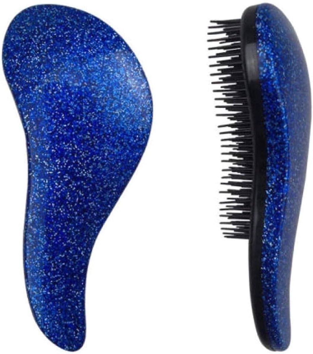 Haarborstel - Anti burdock borstel - Blauw met glitters - Geschikt voor nat en droog haar - SnelShoppen