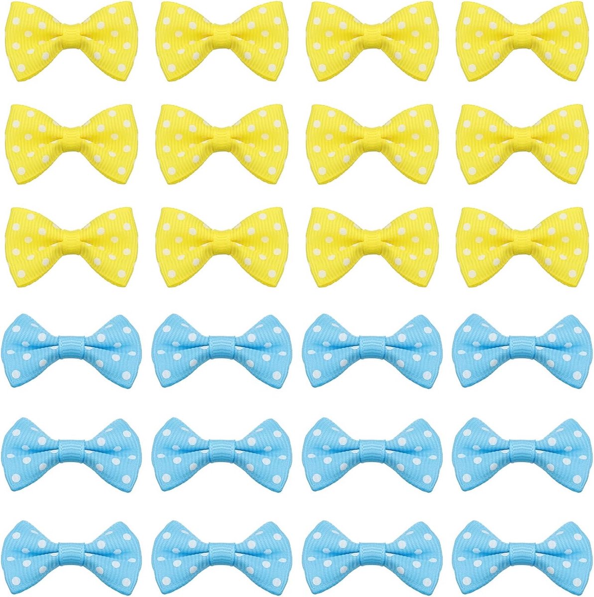 100 stuks 3,8 cm mini-vlinderdassen van grosgrain lint voor knutselen, naaien, haarspelden, scrapbooking, cadeaudecoratie, blauw/geel