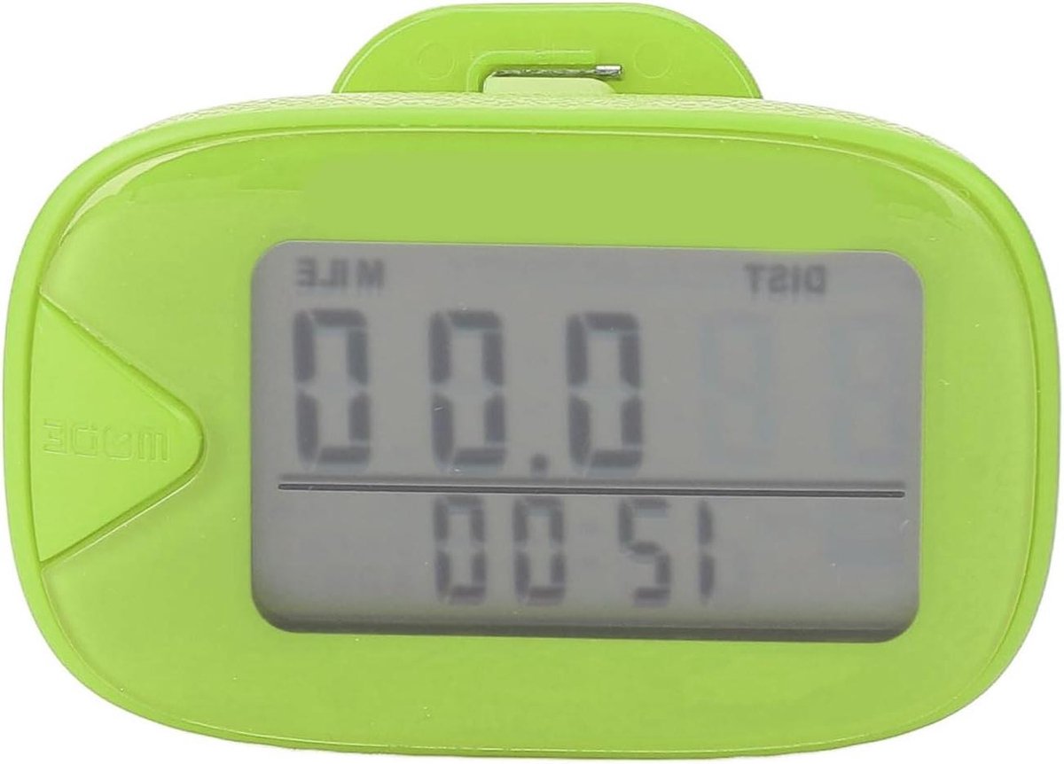 Stappenteller - Pedometer Loopmeter - Fitness Bijhouden - Groot Digitaal Display - 7 x 5 x 4 cm - Groen