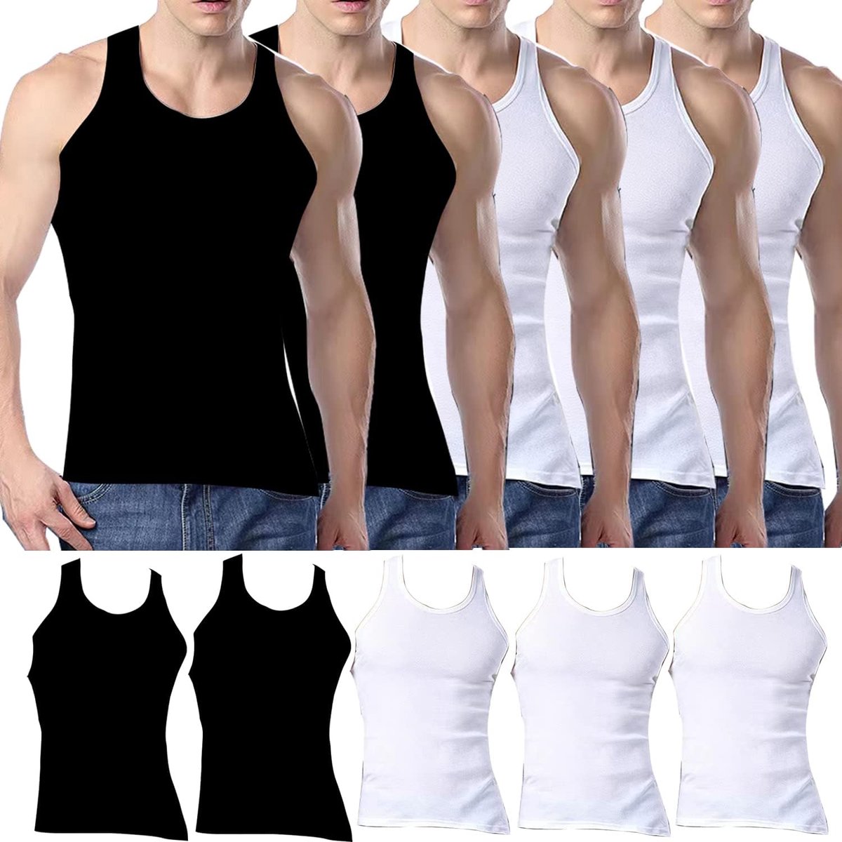 Tanktops multipack katoenen vest voor mannen mouwloos onderhemd basic effen kleur ondergoed