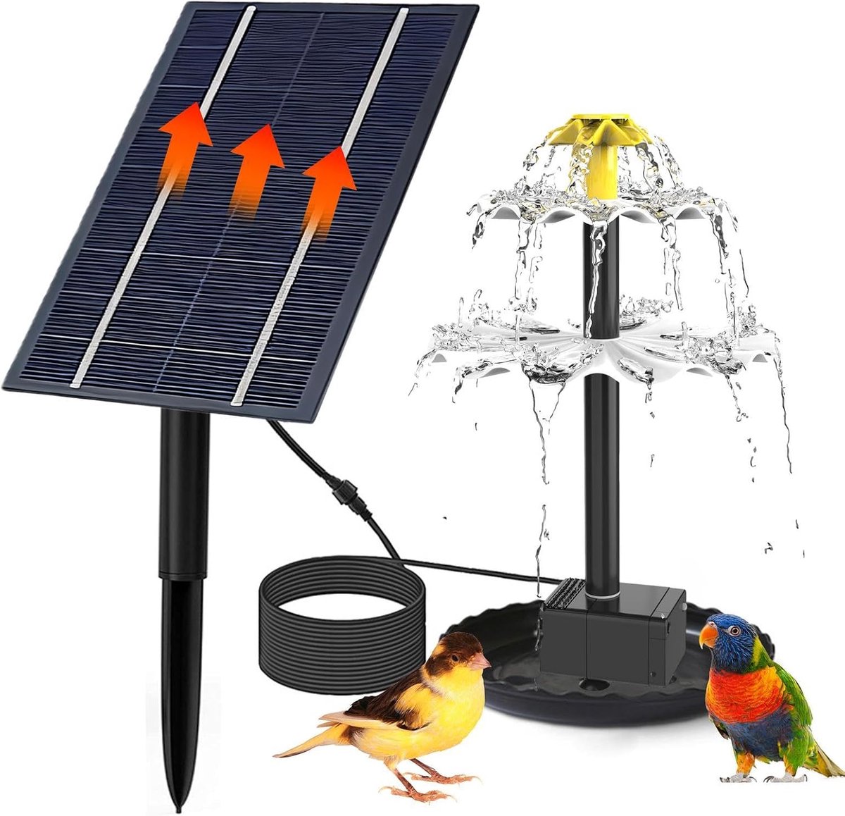 3 Laagjes | Zonne-energie Waterpomp voor Vogelbad Tuin Patio Erf Vijver Zwembad Achtertuin