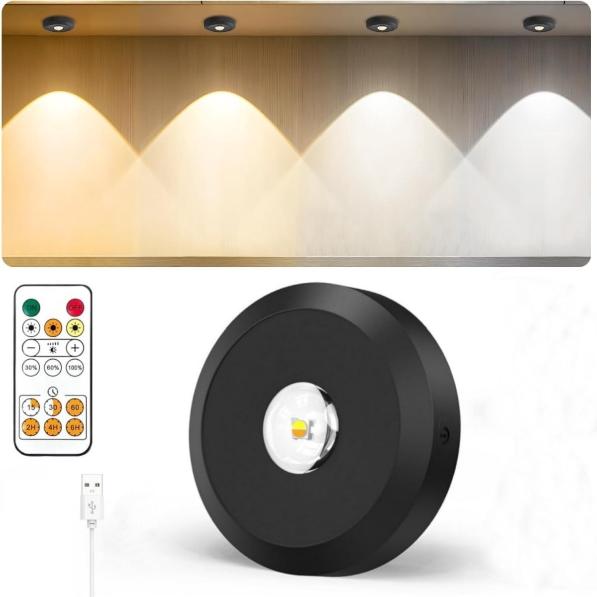 longziming -Draadloze LED Spot Verlichting - Oplaadbare Straler - LED Lamp - 3 Kleurtemperaturen - Aluminium En ABS - Magnetisch En Zelfklevend - Ideaal Voor Vitrines En Winkels - 1 Stuk