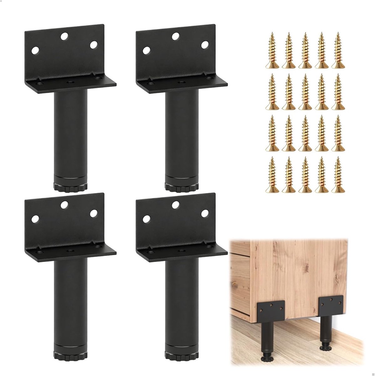 Verstelbare meubelpoot 8 cm - 9,5 cm - metalen meubelpoot - verhoogt stabiliteit meubels - ShopVlot