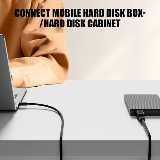 USB B Adapter - Converter Kabel - Apparaten Verbinden - Hoge Snelheid 5Gbps - 6.6 x 3.3 cm - Zwart — afbeelding 4