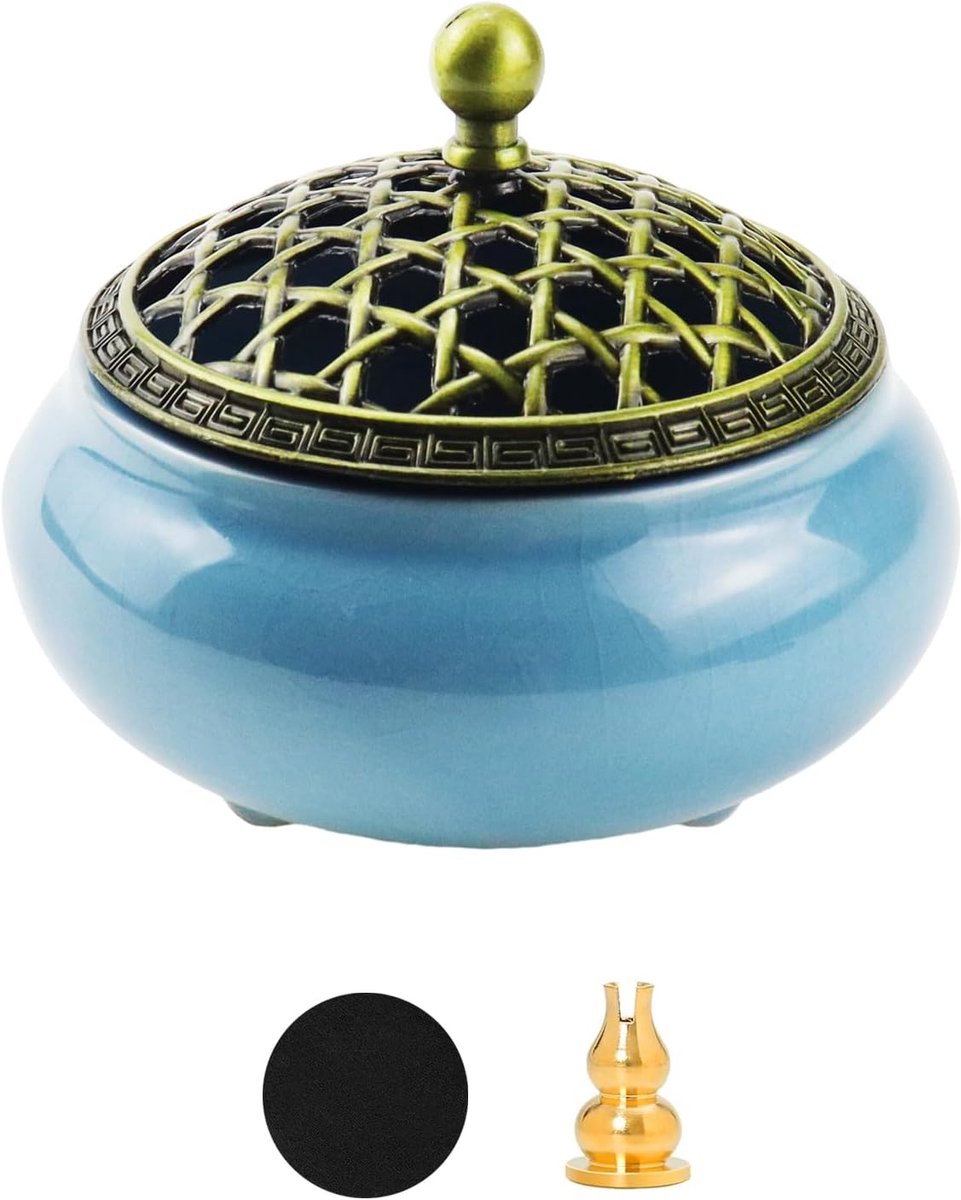 Wierookhouder keramisch - voor kegels, stokjes en spiralen - sfeervolle decoratie voor thuis of kantoor - ShopVlot
