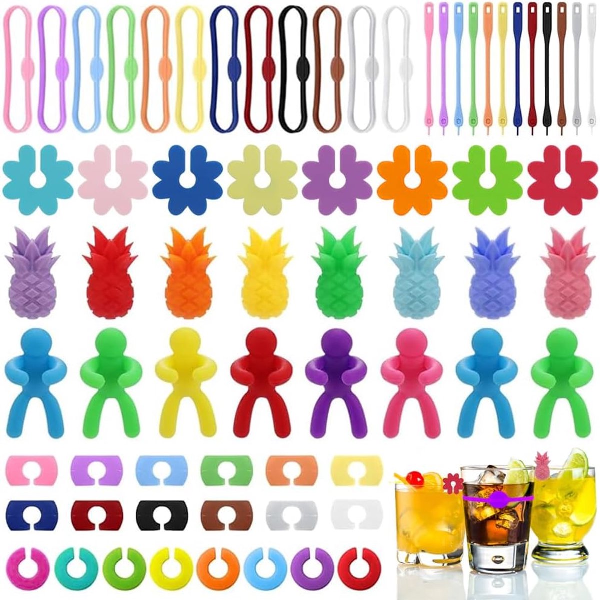 Glasmarkers 66 Stuks - Multifunctioneel - Voor Wijnglazen en Bekers - Personaliseer je Drinkware - ShopVlot