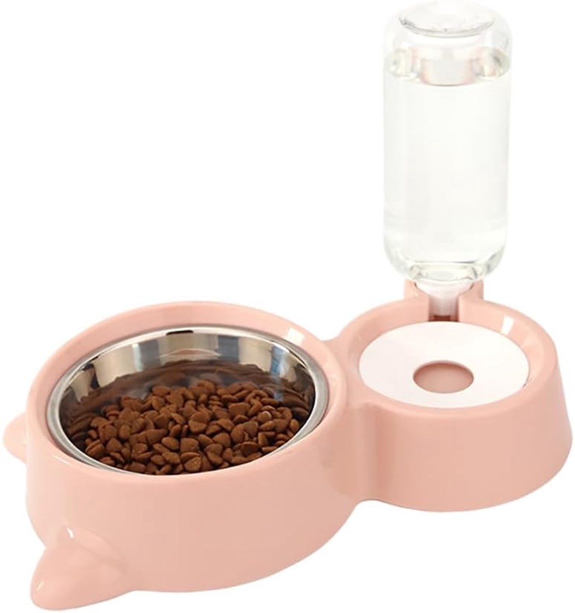 Voerbak voor huisdieren - Voer- en waterbakset voor honden en katten met waterdispenser - geschikt voor katten, honden, puppy's en konijnen - Roze