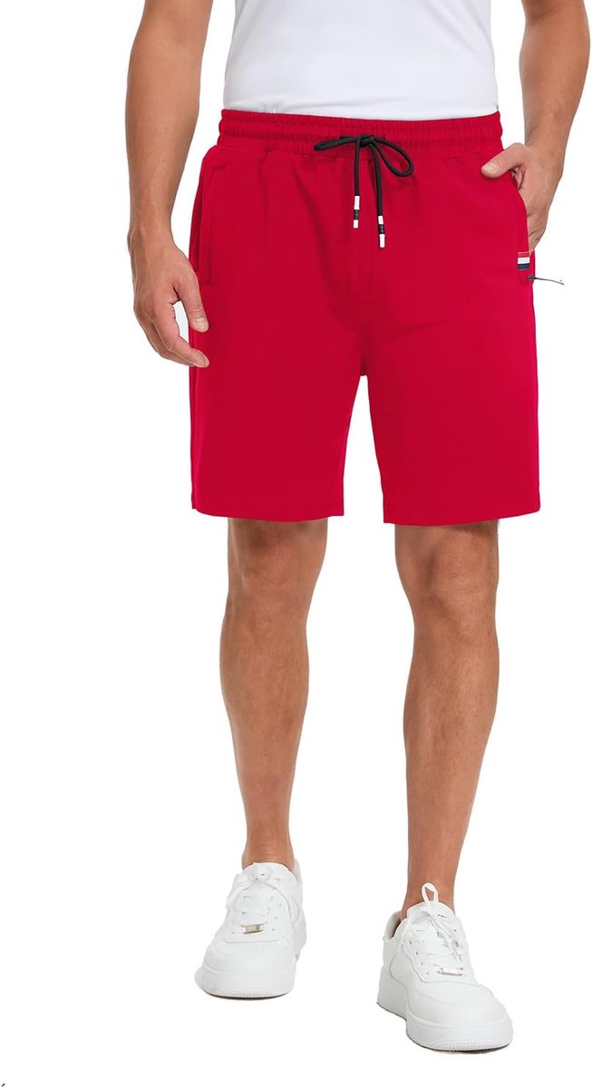 Sportshorts heren S - katoen - rood - ideaal voor joggen - ShopVlot