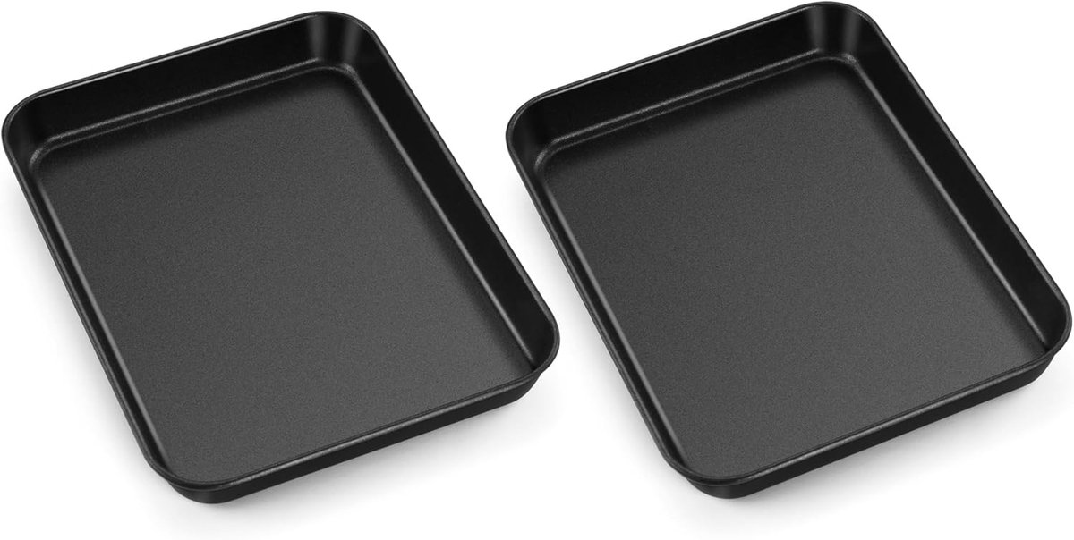 Bakplaat 2 stuks 23,5 x 17,8 cm - roestvrij staal - anti-aanbaklaag - ideaal voor bakken - ShopVlot