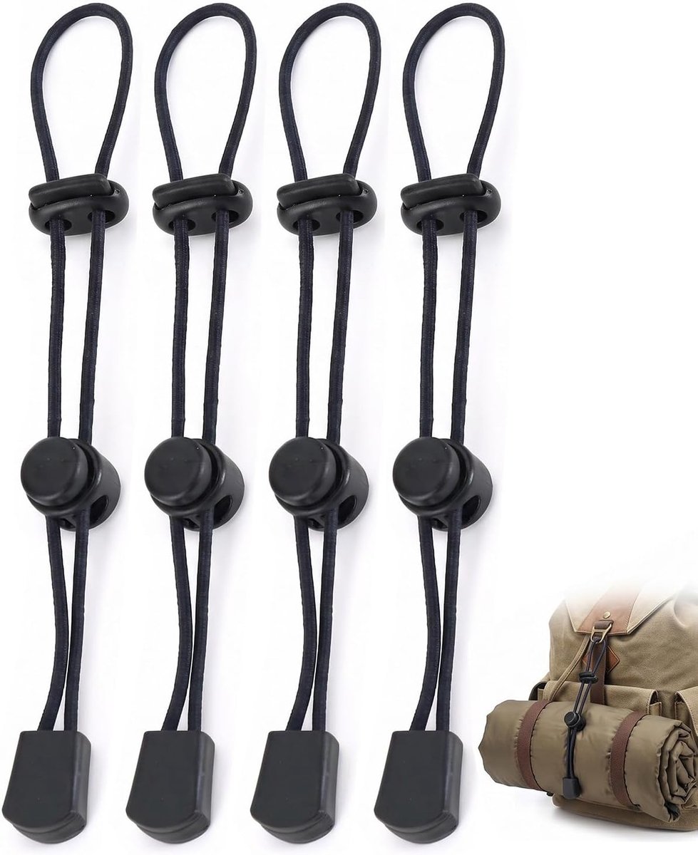 Elastisch koord verstelbaar - 4 stuks zwart - hoge weerstand - ideaal voor wandelen - ShopVlot