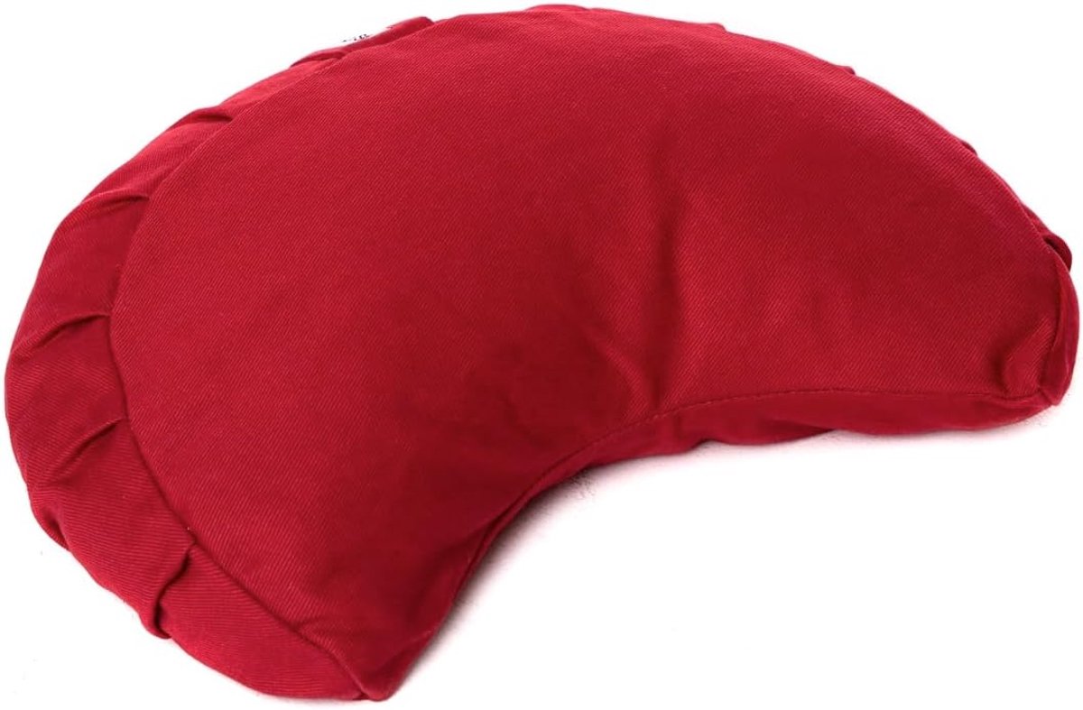 Meditatiekussen half maan 40x20cm - bordeaux katoen - ecologisch en wasbaar - perfect voor meditatie - ShopVlot