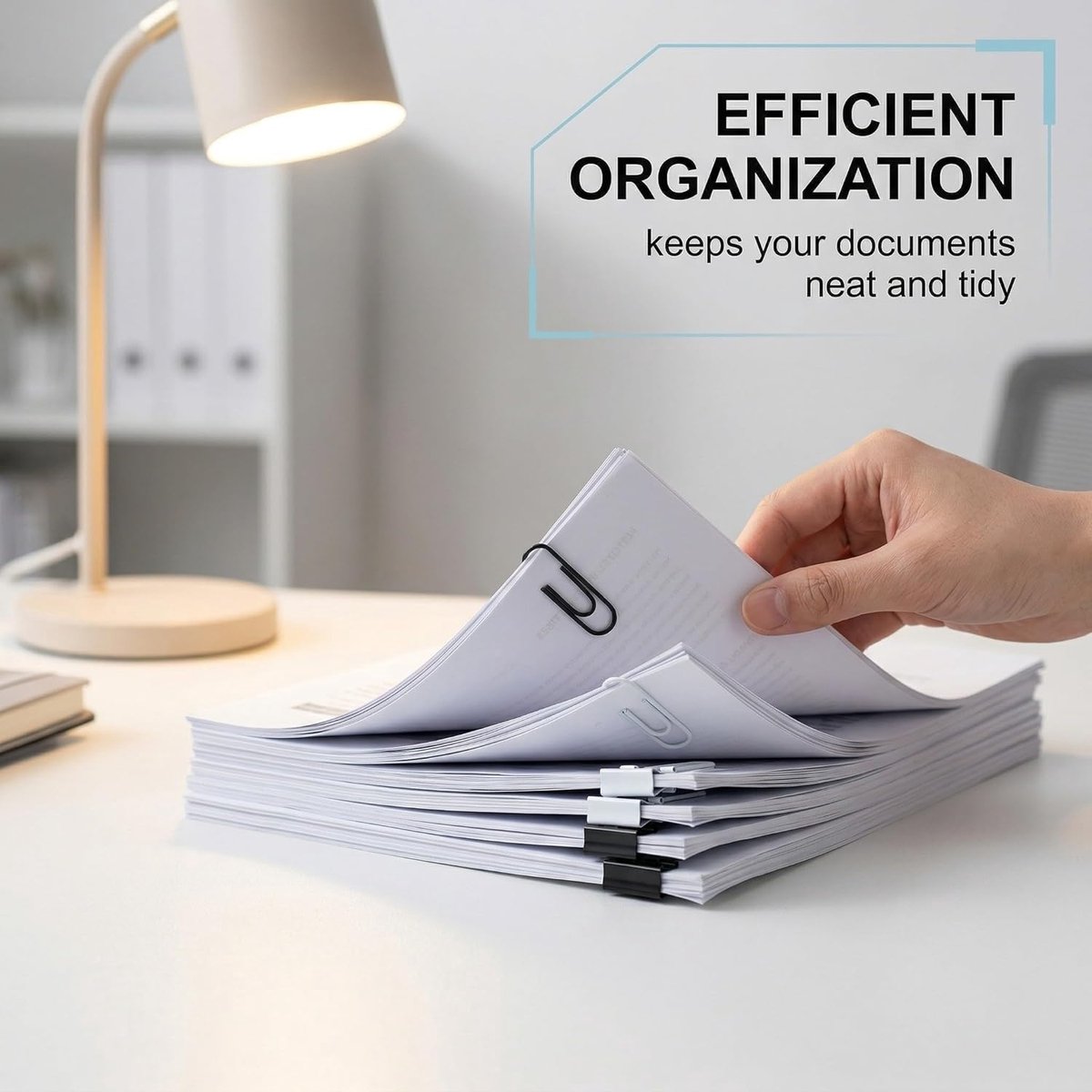 Paperclips 200 stuks - 2 maten groot - wit en zwart - robuuste metalen klemmen voor documenten - SnelShoppen
