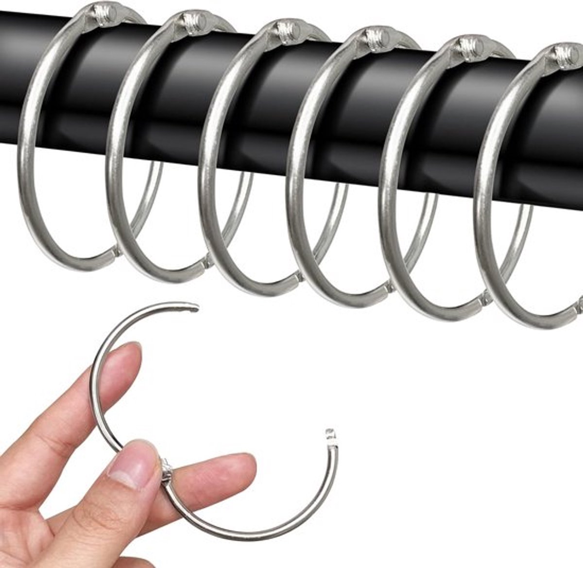 Metalen gordijnringen - 50 mm - 40 stuks - zilver