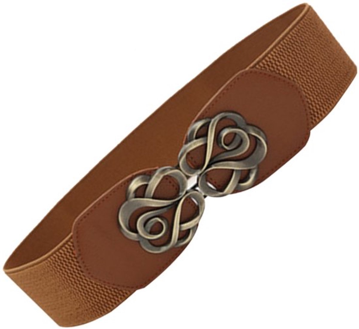 1 stuk - Elastische riem - Jurkriem - Dames stretch vintage jurkriem Elastische tailleband Rozenbloemvormige riem met dubbele gesp - Bruin