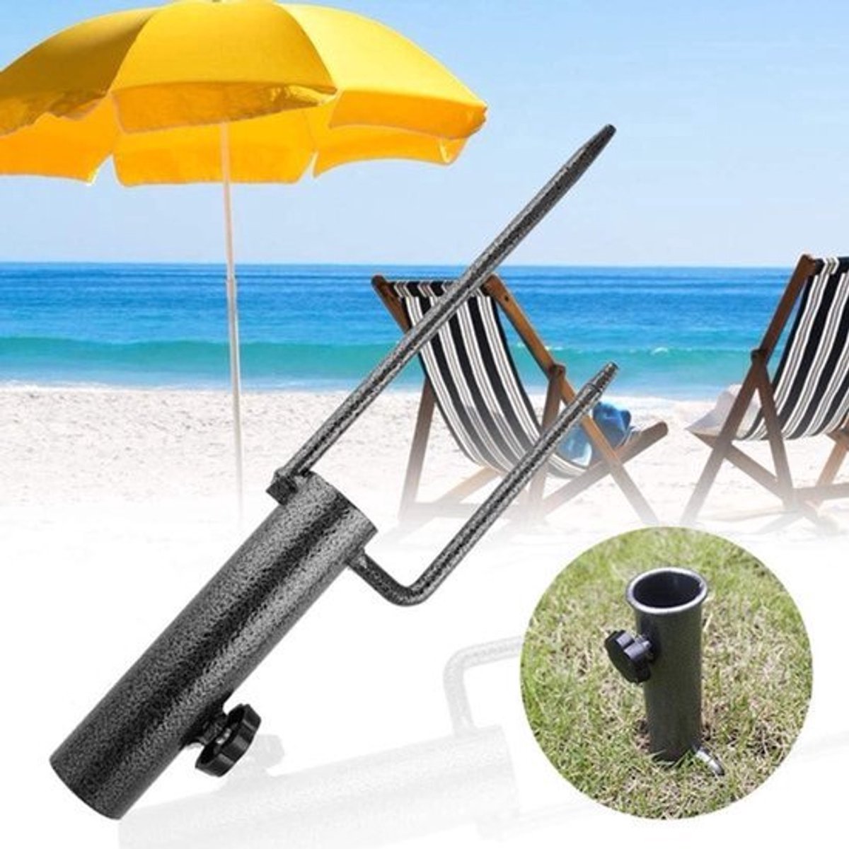 Duurzame metalen parasolmanker voor zandschroefstandaard - 15 inch