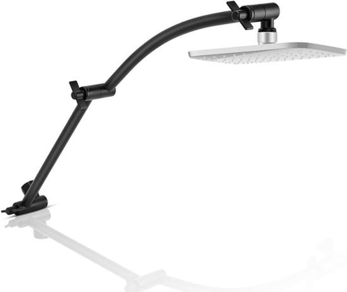 Douchekopverlenging 42 cm verstelbare douchearm montage zonder gereedschap G1/2 universele aansluiting (zwart 42 cm)