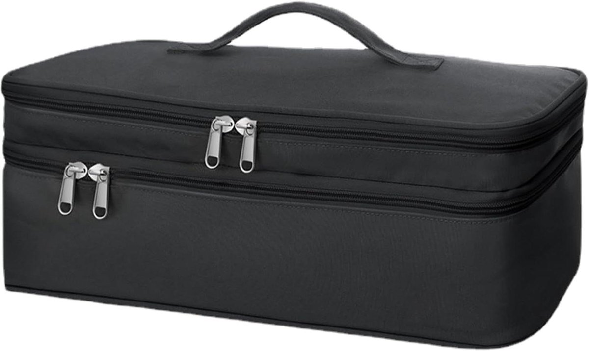 Krultang Opbergtas - Reisetui Haardroger - Haarstyling Organiseren - Hittebestendige Pad - 40 x 14 x 15 cm - Zwart