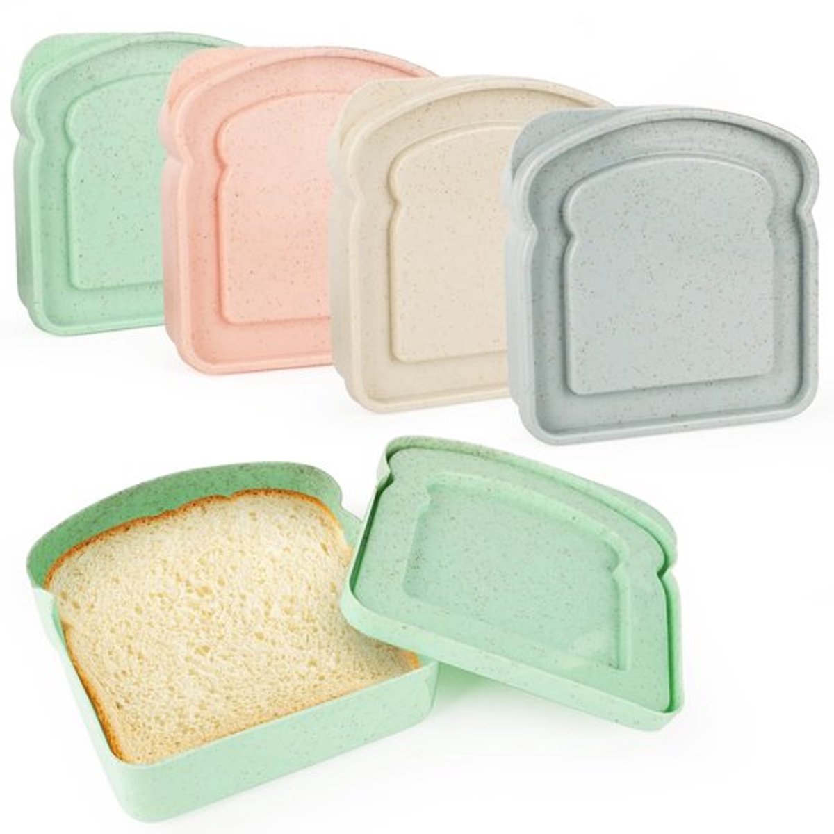 Toastvormige Brooddozen - Herbruikbare Sandwich Houder - Vaatwasser- en Magnetronbestendig
