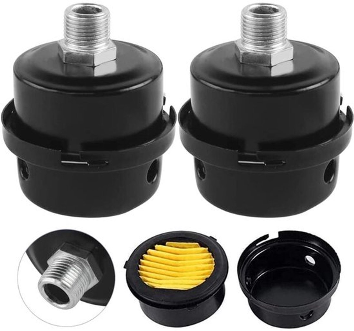 2 stuks luchtfilterdemper - luchtcompressorfilterdemper - 3/8" luchtcompressorfilter 16 mm