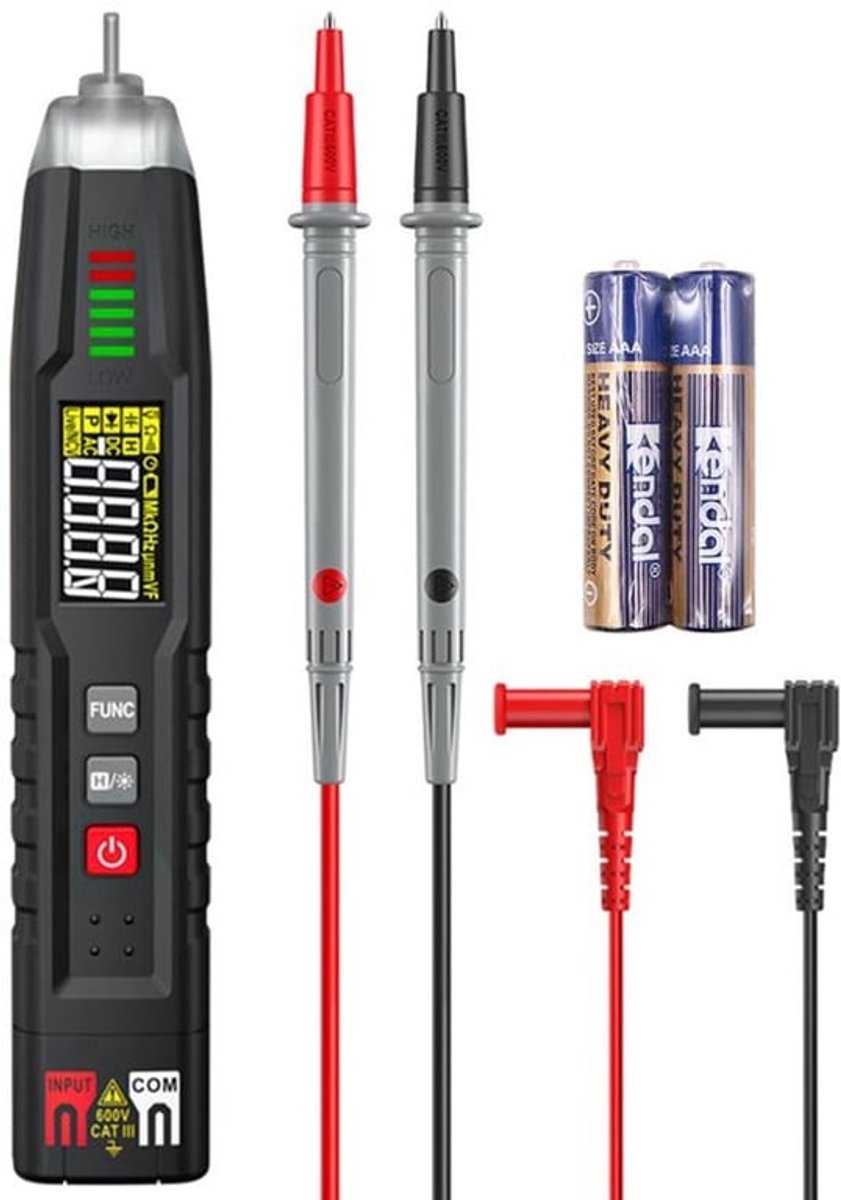 Contactloze Digitale Voltmetertester 600V AC/DC - Multifunctioneel met Live Detectie en Compacte Ontwerp