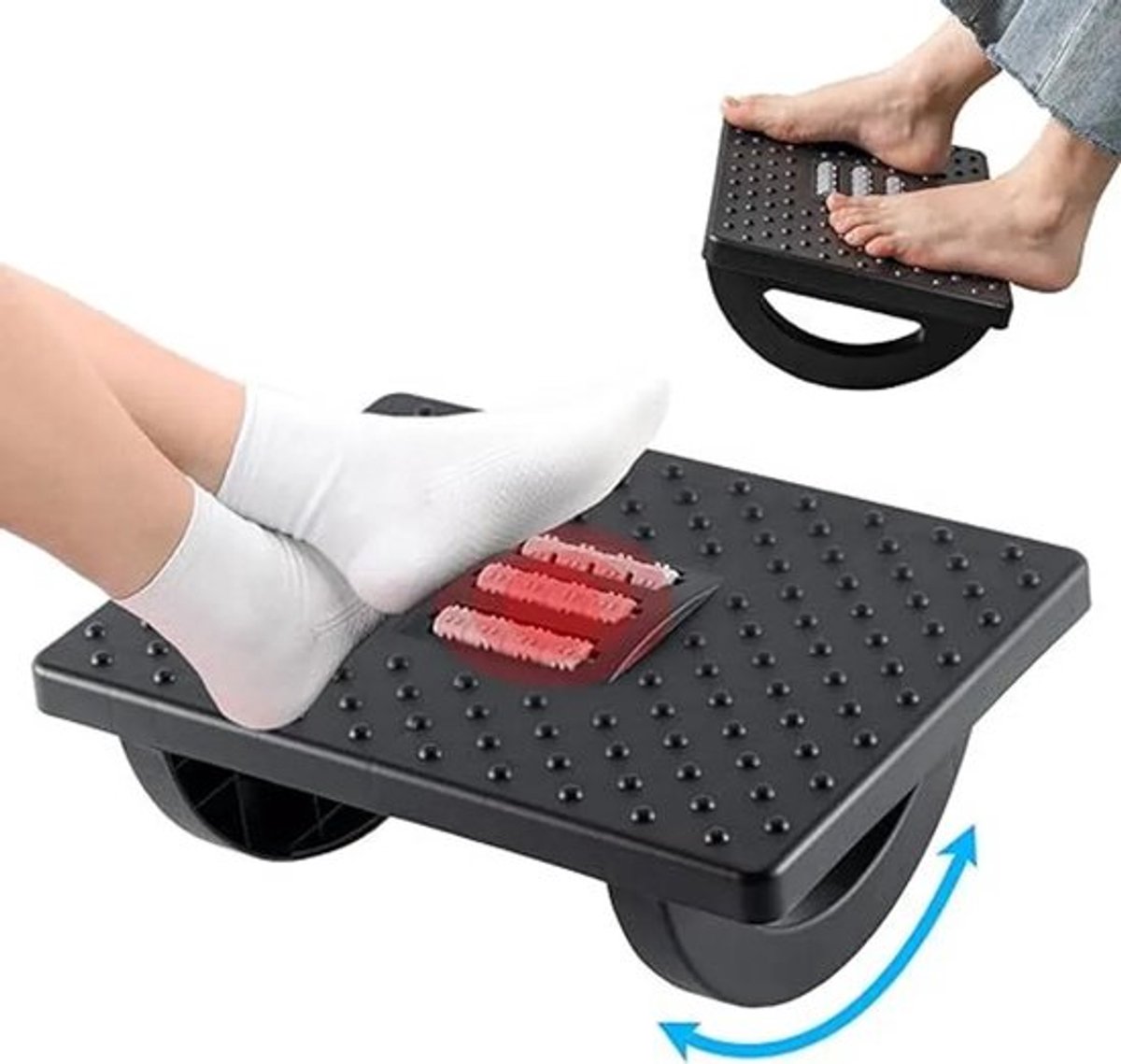 Voetsteun voor onder het bureau, antislip voetsteun, antislip voetsteun met massagefunctie, geschikt voor kantoor en thuiswerkplek.