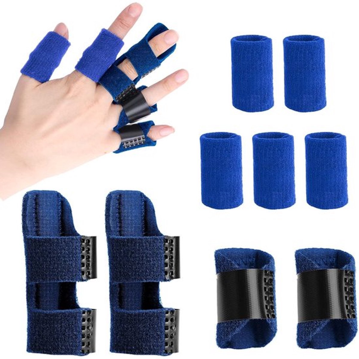 Spalk voor de pink, ondersteunende stabilisator, beschermer - verstelbare fixatieorthese voor de pink ter bescherming van de duim- en vingergewrichten - blauw