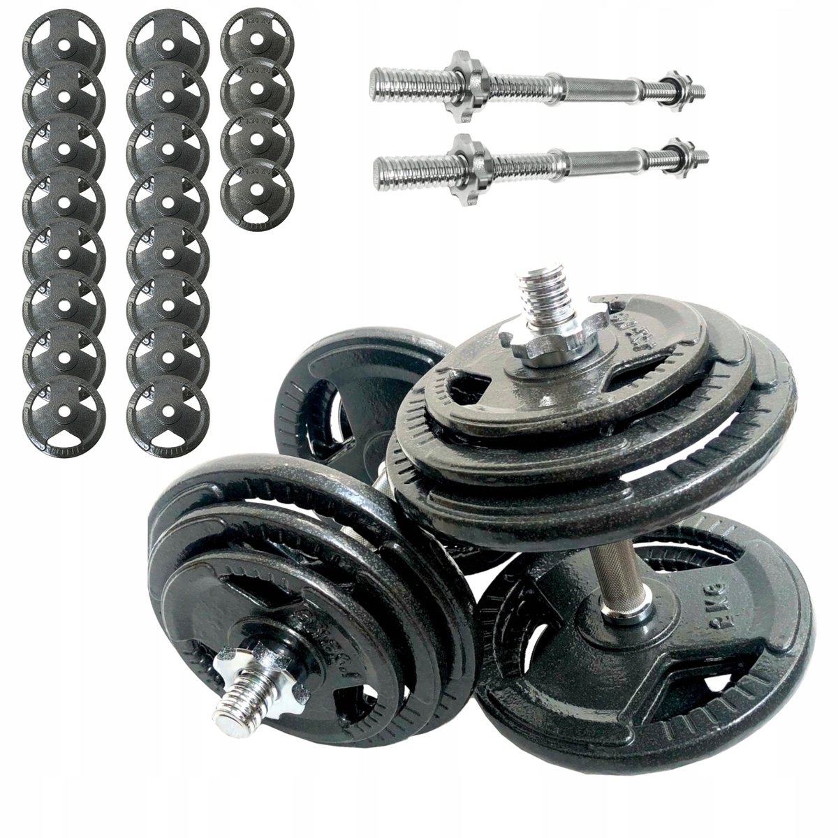 Merkloos Merkloze gietijzeren dumbbells set 2x40kg (totaal 80kg)