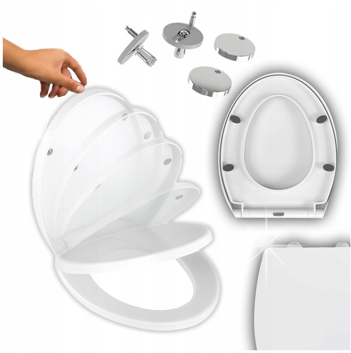 Merkloze Universele Soft Close Toiletbril - Wit, PP, Makkelijk Reinigbaar