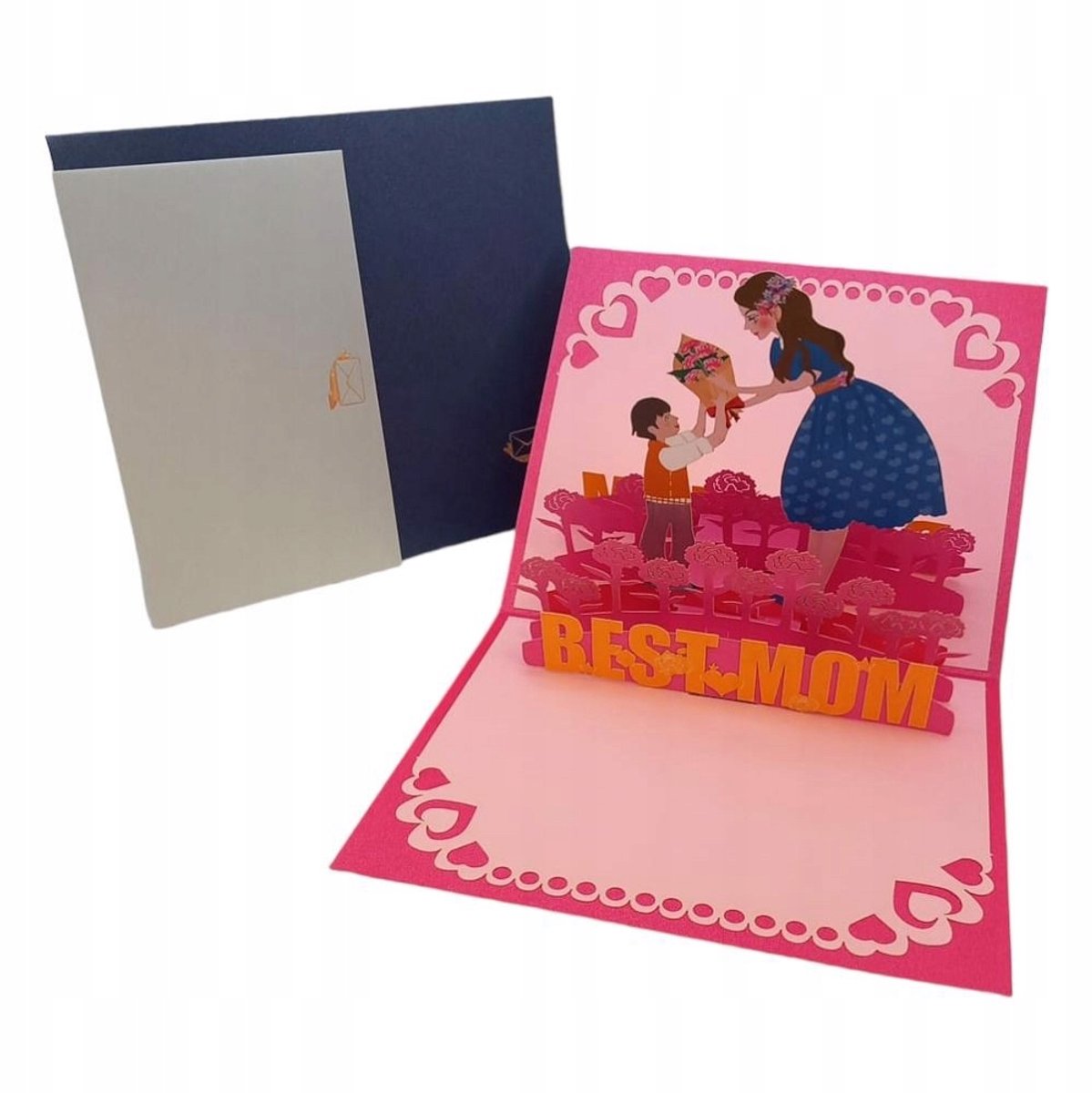 3D Kaart "Best Mom" - Uniek Handgemaakt Cadeau voor Moederdag