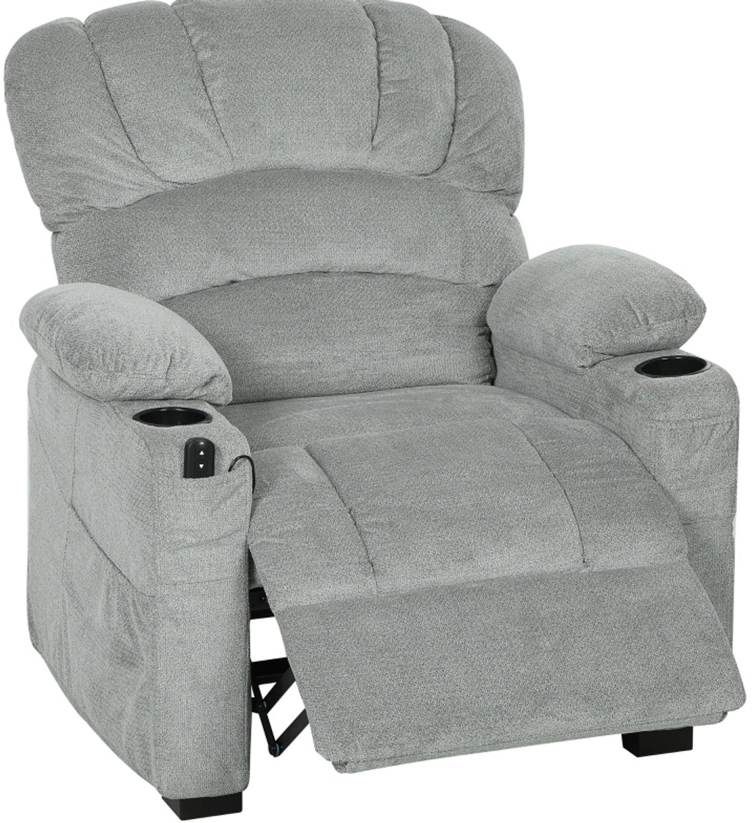 Relaxfauteuil Elektrisch 1-Zits - Verstelbare Rugleuning Tot 150 Graden Met Voetsteun - Voor Woonkamer En Tv-Kamer - Velours Grijs
