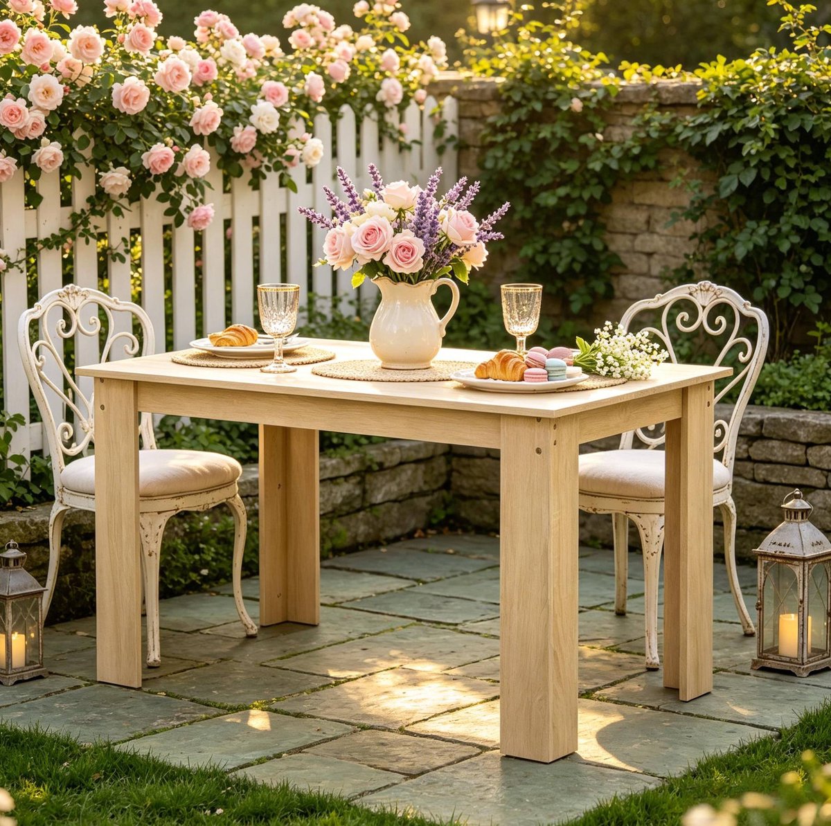 STILVORA Eettafel - Moderne Rechthoek Met Kras- En Waterbestendig Melamine - Voor 4 Tot 6 Personen - Eiken - 120x69x75 Cm