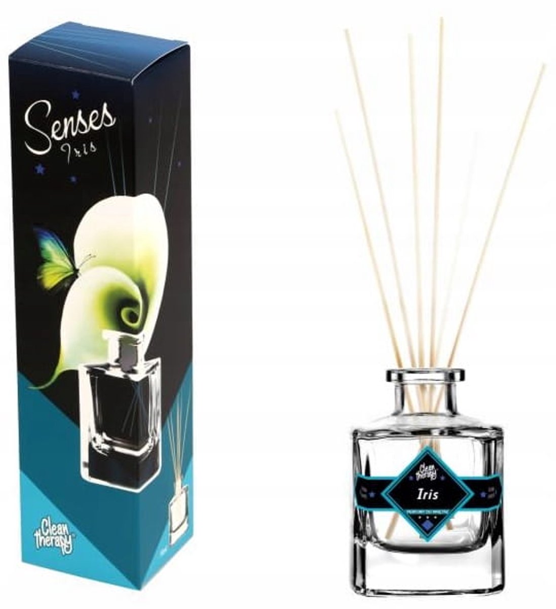 RAVI Clean Therapy Serie - Geurstokjes - Iris - 50 ml - Elegante Geurfles