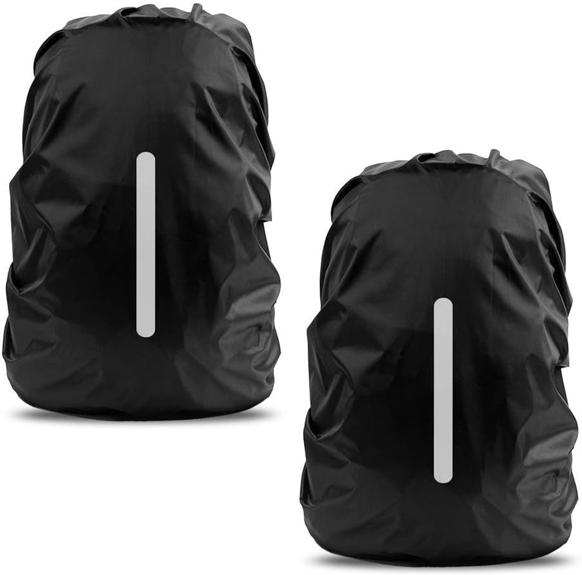 Waterdichte Regenhoes voor Rugzak - Reflecterend - Anti-stof & Anti-diefstal - voor Fietsen, Wandelen, Kamperen, Reizen - 60L (L, past 55-65L) - Zwart - 2 Stuks - 1 Set