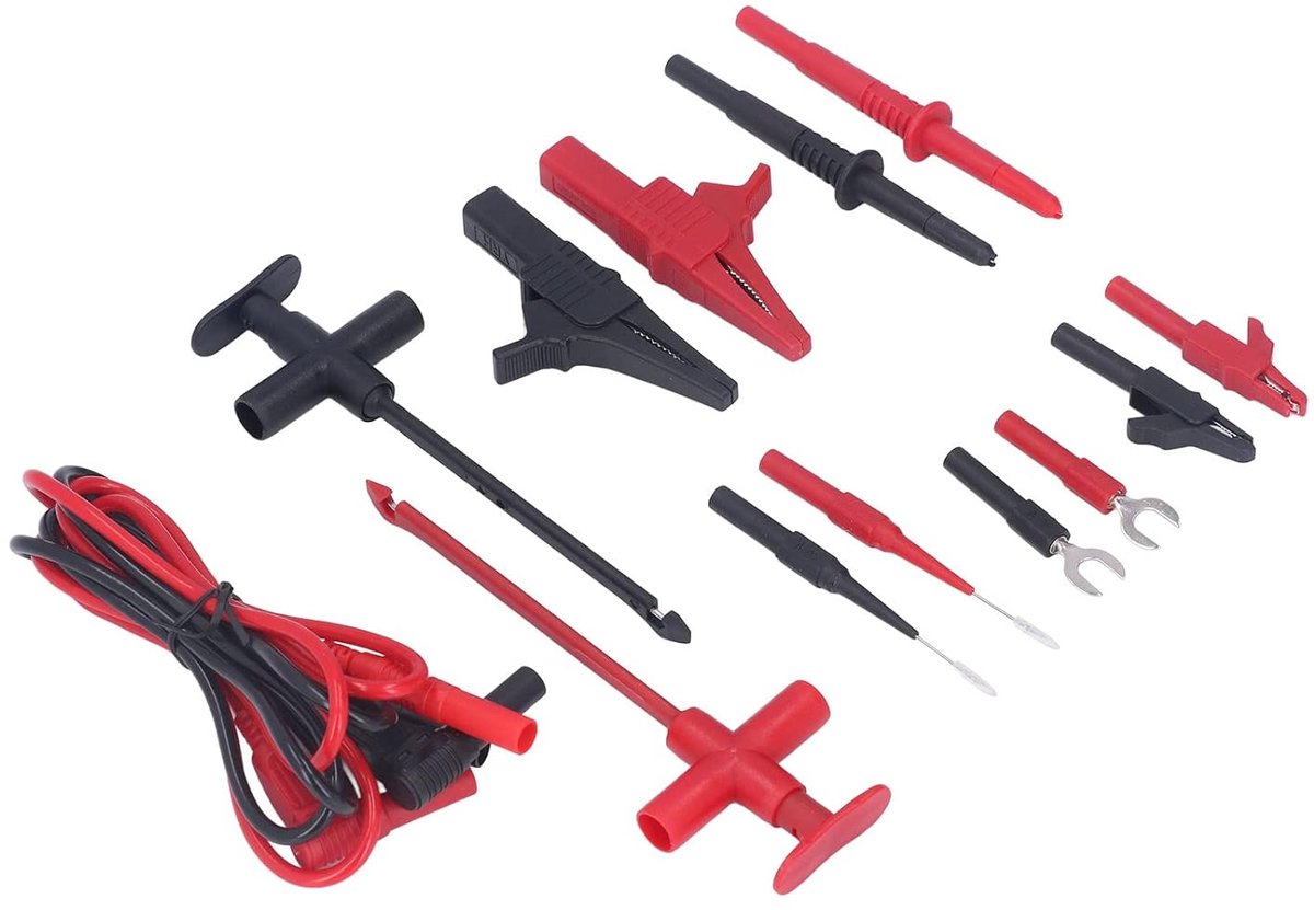Multimeter Meetsnoerenset - Testsnoeren Krokodillenklem - Elektrisch Testen - Stabiele Messing Verbinding - 30VAC-60VDC 19A - Diverse kleuren