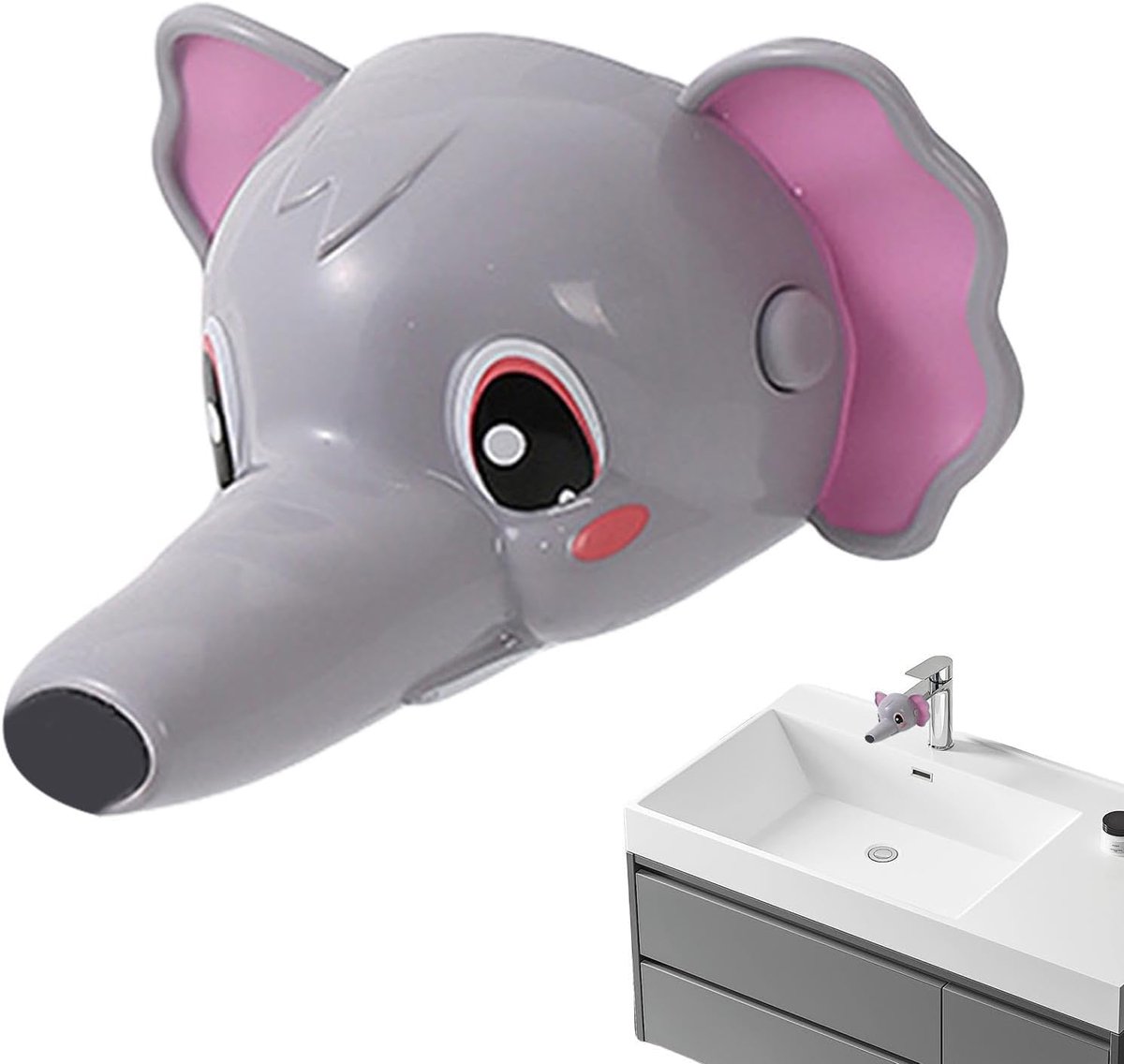 Kraanverlenger Kinderen - Handwas Hulp - Zelfstandig Wassen - Waterbesparend Ontwerp - 10 cm Lengte - Stoffig Roze