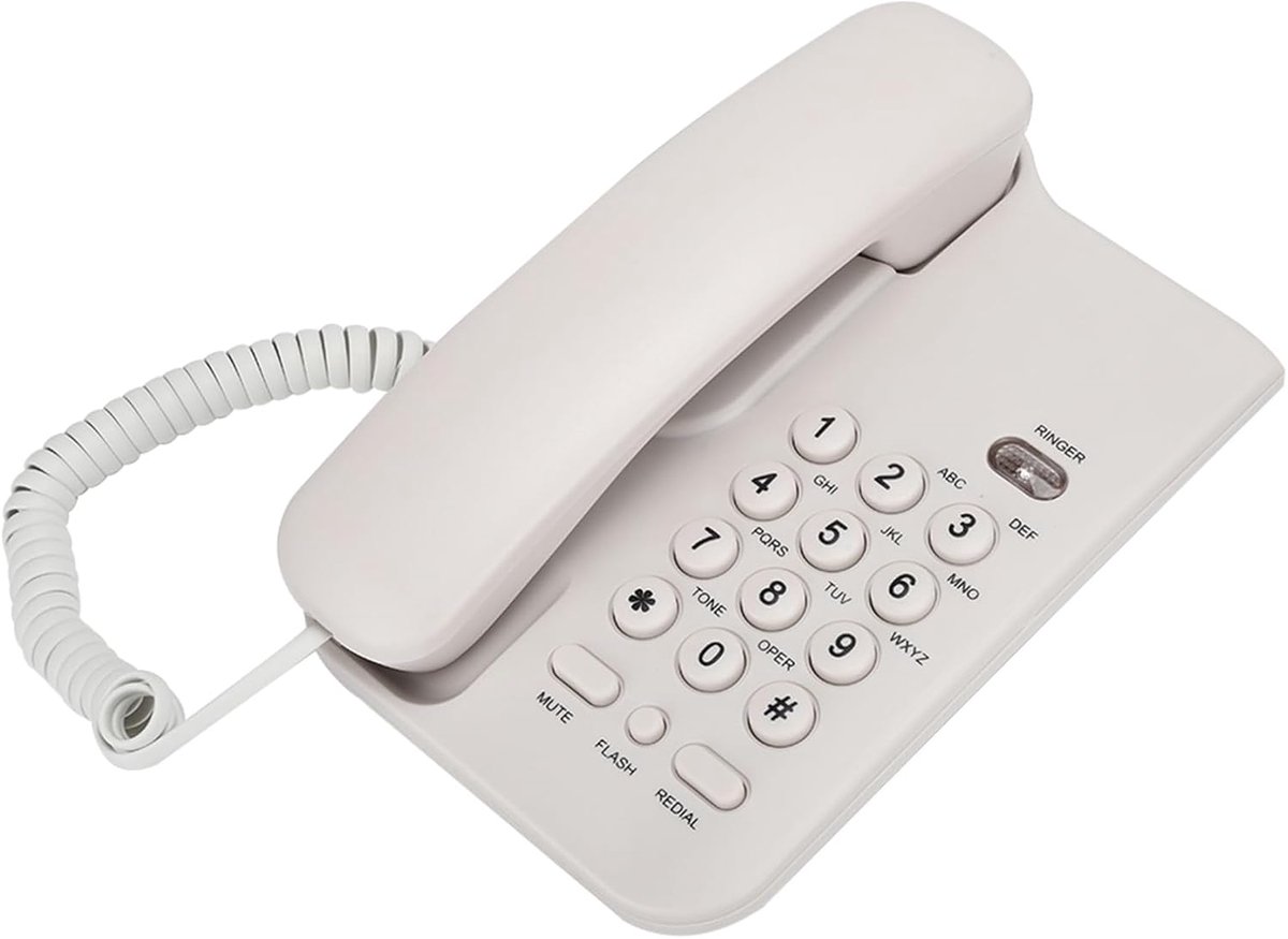 Vaste Telefoon - Hotel Telefoon - Zakelijk Gebruik - Batterijloos Ontwerp - 19 cm - Wit