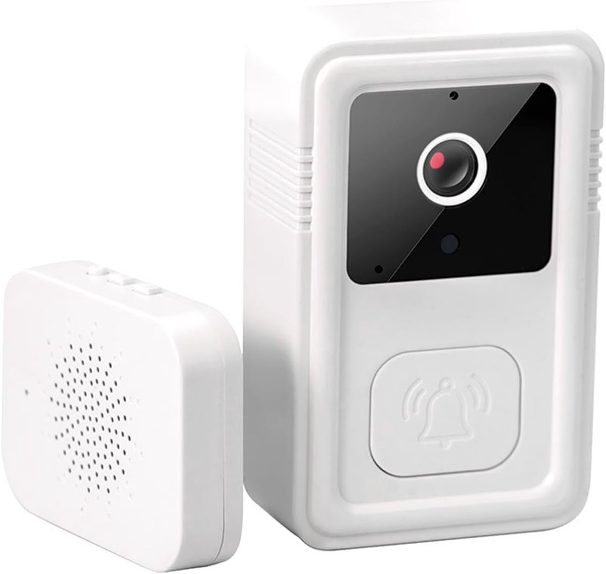 Deurbel met camera - Videodeur intercom - Huisbeveiliging - Draadloze installatie - 8.5 x 5.2 cm - Wit