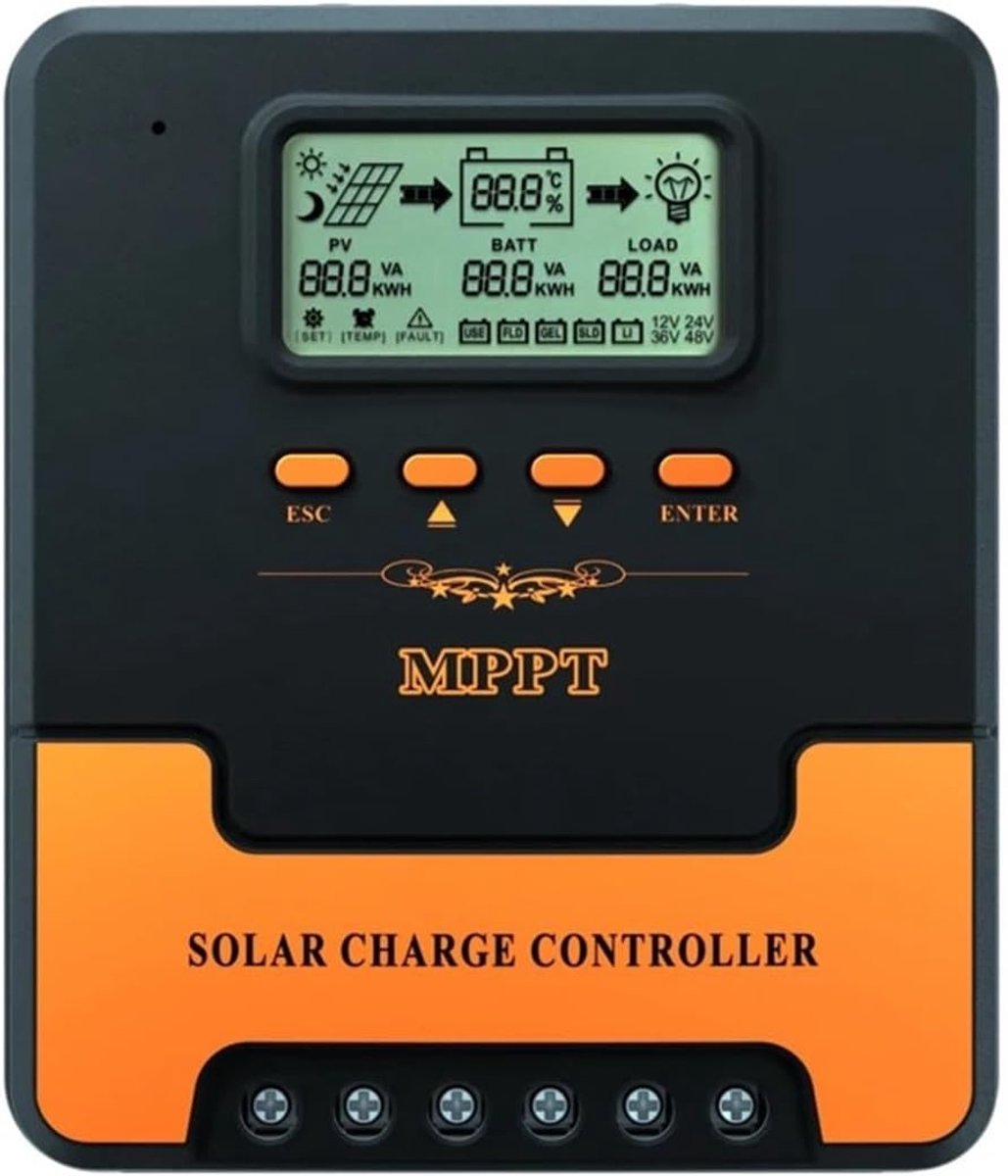 Zonne Laadregelaar - PV Regelaar - Energie Beheer - MPPT Technologie - 60A - Zwart
