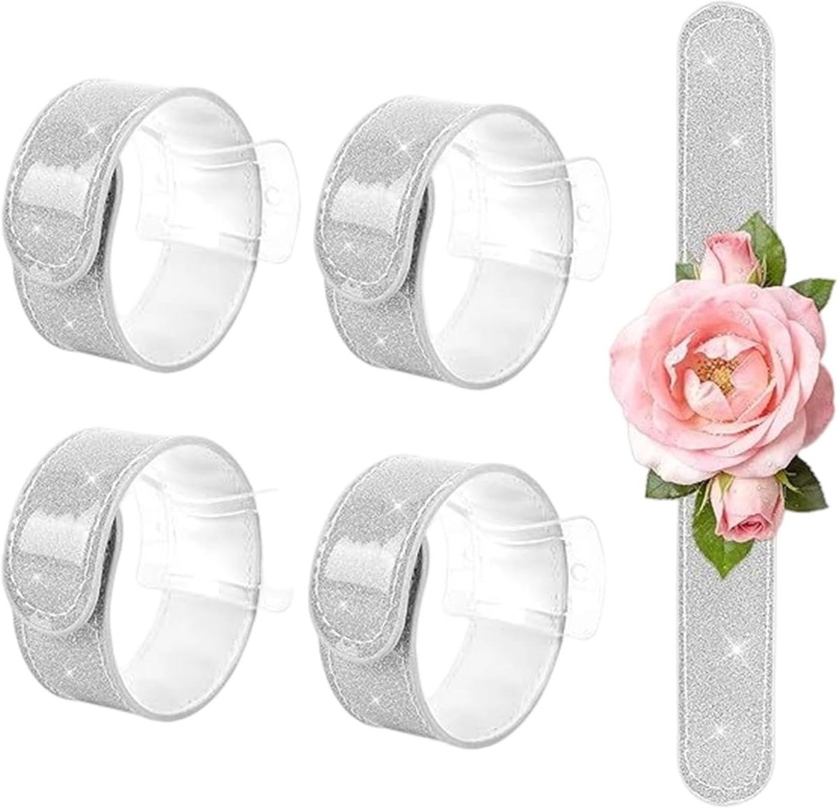 Pols Corsage Armbanden - Bloemen Polsband Set - Bruiloft Accessoires - Verstelbaar Ontwerp - 4 Stuks - Niet gespecificeerd