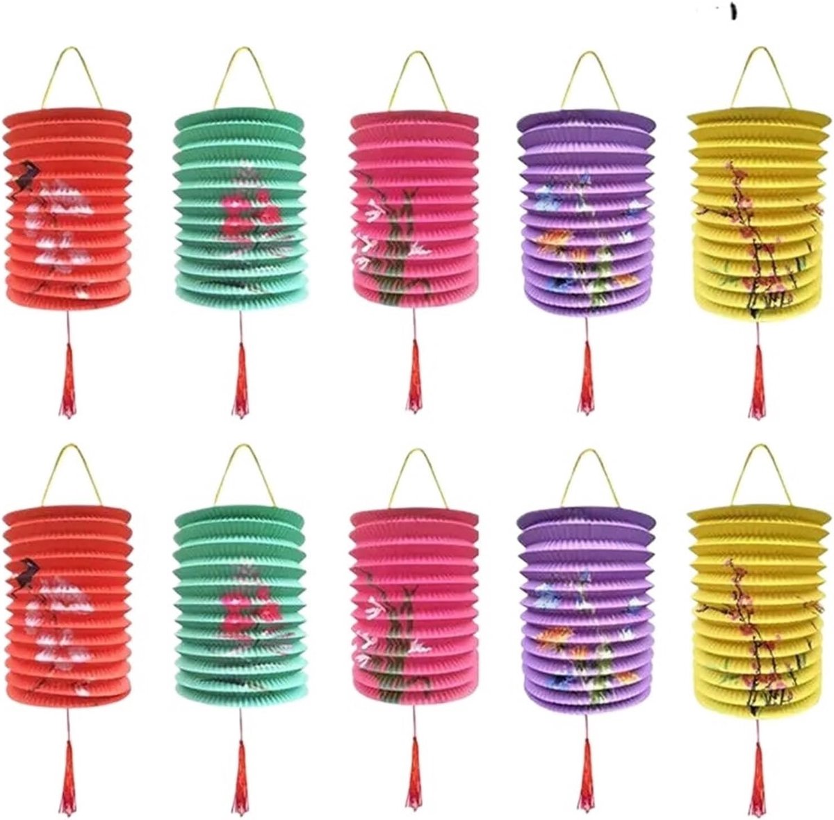Papieren Lantaarns - Chinese Lantaarns - Feestdecoratie - Orgel Ontwerp - 16 x 16 x 22 cm - Gemengde Kleuren