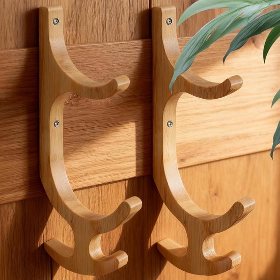 Yogamathouder Wand - Fitness Organizer - Sportuitrusting Opbergen - Antislip Retentiefunctie - 41 x 33 x 33 cm - Natuurlijk Hout — afbeelding 3