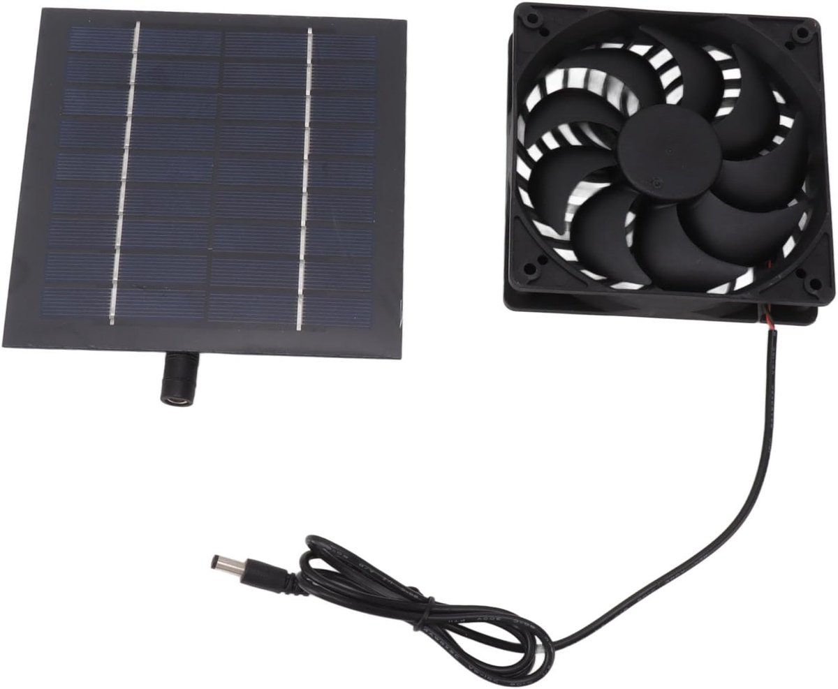 Zonnepaneel Ventilator Kit - Solar Ventilator - Ventilatie Verbeteren - Waterdicht Ontwerp - 25 x 21 x 4 cm - Zwart