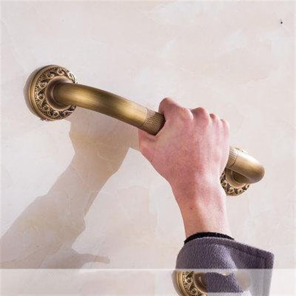 Badkamer Greep - Wandbeugel Veiligheid - Veiligheid Vergroten - Antiek Messing - 30 cm - Messing