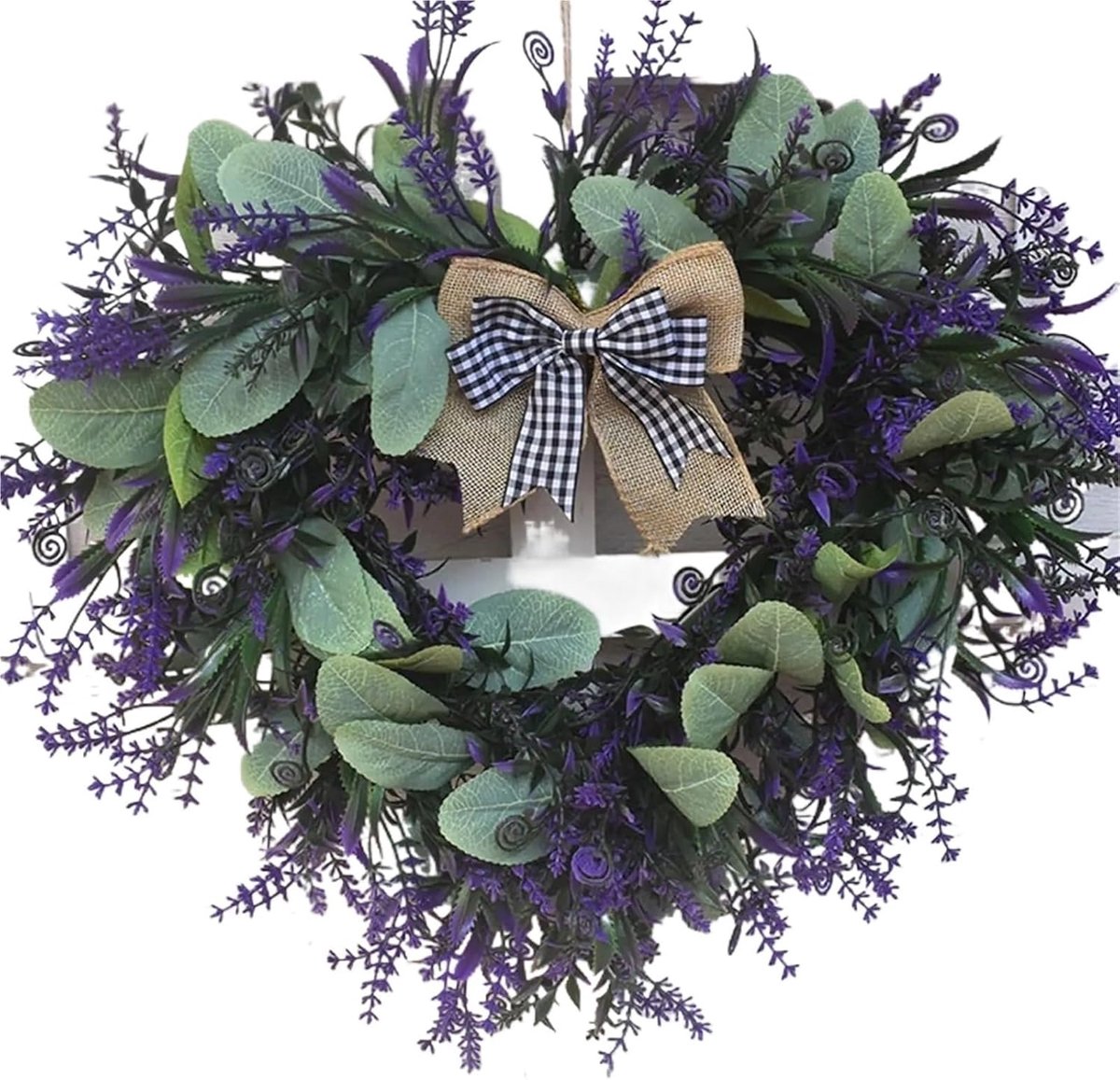 Kunstmatige Lavendel Krans - Voordeur Decoratie - Seizoens Decoratie - Levensechte Bloemen