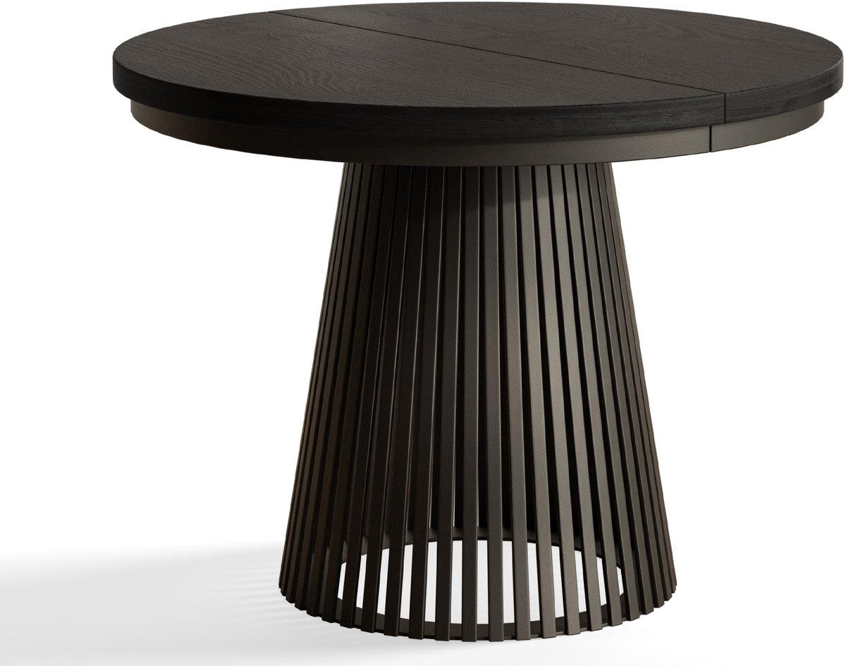Uittrekbare Eettafel Nero, Tafel, Diameter 100 cm, Keukentafel, Painflow