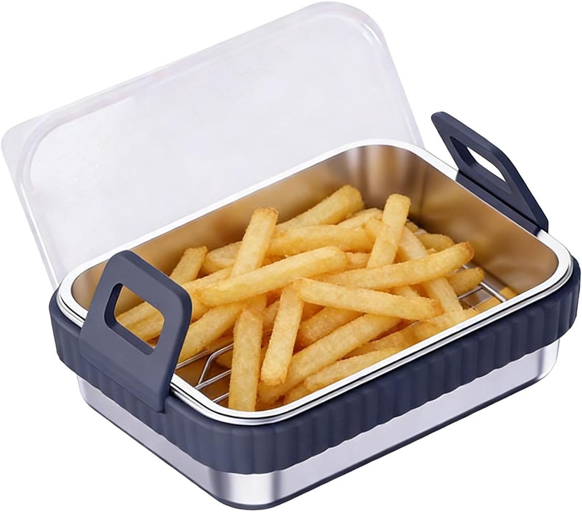 Luchtfriteuse Mand - Airfryer Bakvorm - Knapperig Bakken - Voedselveilig Materiaal - 21 x 16 x 5.6 cm - Grijs