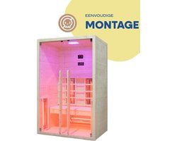 LIVIN Infraroodcabine 2 Persoos - Saunacabines - Sauna Cabine - Full Spectrum Verwarming - Kleurenverlichting - Audiofunctie - 90 x 90 x 190 cm - Espenhout