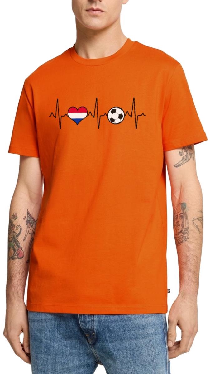 Nederland Voetbal Shirt Voetbal Hartslag Premium T Shirt Heren