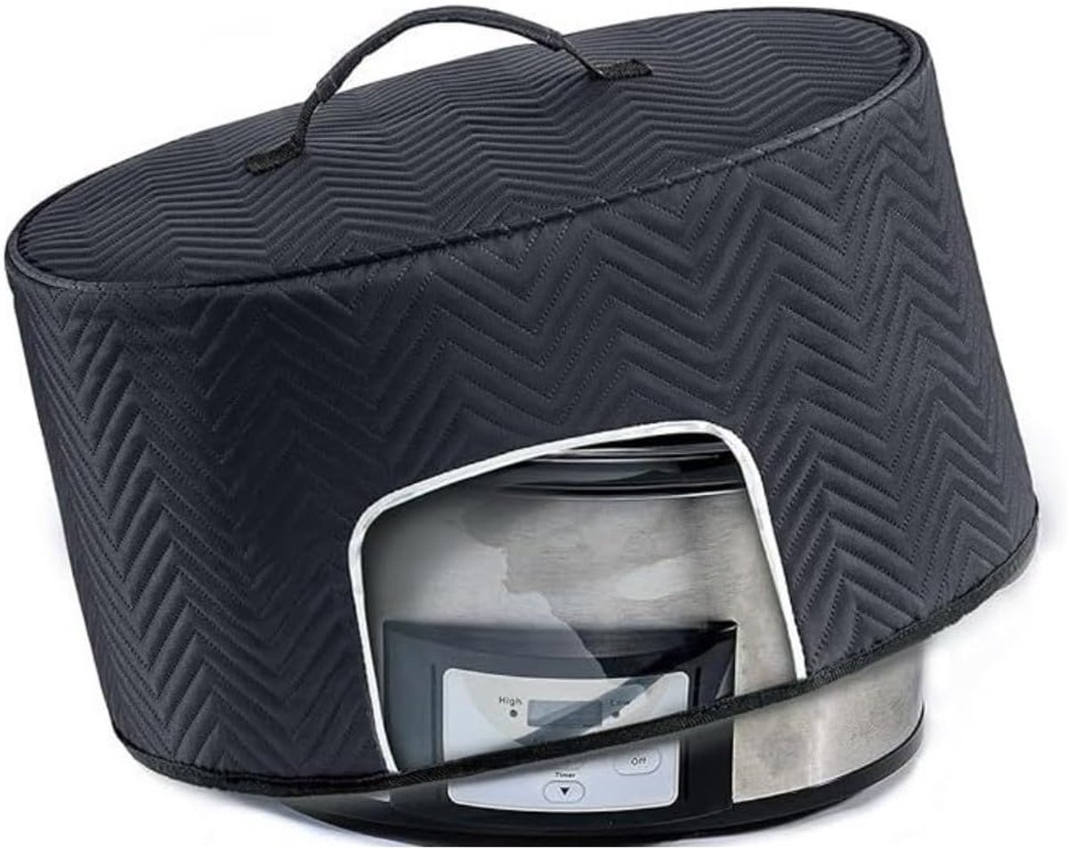 Slowcooker Deksel - Beschermhoes Apparaat - Keuken Organisatie - Transparant Venster - 6-8 Liter - Zwart